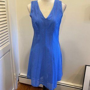ANN TAYLOR BEAUTIFUL EYELIT STYLE BLUE DRESS